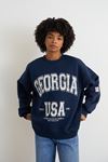 Bisiklet Yaka Sweatshirt-Lacivert