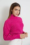 Balıkçı Yaka Desenli Crop-Fuşya