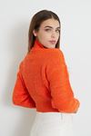 Balıkçı Yaka Desenli Crop-Oranj