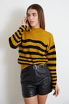Ajurlu Çizgili Selanik Crop-Hardal
