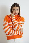 Ajurlu Çizgili Selanik Crop-Oranj
