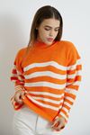 Ajurlu Çizgili Selanik Crop-Oranj