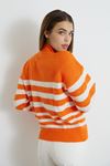 Ajurlu Çizgili Selanik Crop-Oranj