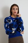 Desenli Triko Crop-Saks