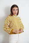 Yarım Balıkçı Çizgili Crop-Hardal