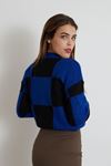 Kare Desen Triko Crop-Saks