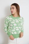 Desenli Triko Crop-Mint
