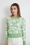 Desenli Triko Crop-Mint