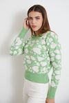 Desenli Triko Crop-Mint