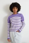 Bisiklet Yaka Çizgili Crop-Lila