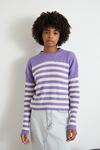 Bisiklet Yaka Çizgili Crop-Lila
