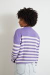 Bisiklet Yaka Çizgili Crop-Lila