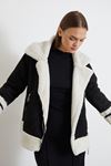 Süet Biker Ceket-Siyah