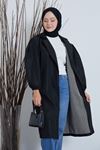 Çizgili Trençkot-Siyah