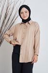 Çizgili Tunik-Bej
