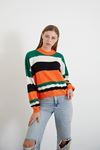 Ajurlu Çizgili Kazak-Oranj