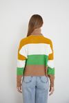 Balıkçı Yaka Çizgili Crop-Bej