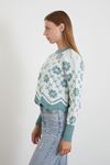 Desenli Crop Kazak-Mint