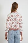 Desenli Crop Kazak-Pudra