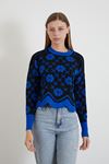 Desenli Crop Kazak-Saks