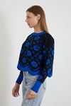 Desenli Crop Kazak-Saks