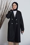 Reglan Kol Apolet Detay Trenç-Siyah