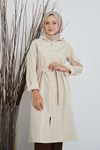 Kapşonlu Kuşaklı  Trenç-Bej