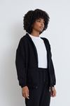Ön Fermuarlı Kapşonlu Sweatshirt Hırka-Siyah