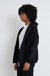 Ön Fermuarlı Kapşonlu Sweatshirt Hırka-Siyah