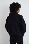 Ön Fermuarlı Kapşonlu Sweatshirt Hırka-Siyah