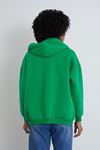 Ön Fermuarlı Kapşonlu Sweatshirt Hırka-Yeşil
