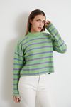 Ajurlu Çizgili Selanik Crop-Mint
