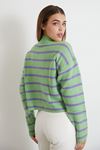 Ajurlu Çizgili Selanik Crop-Mint