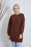 Fitilli Bürümcük Tunik-Kahve