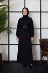 Saç Örgü Reglan Kol Elbise-Siyah