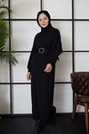 Saç Örgü Reglan Kol Elbise-Siyah