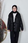Cepli Kürklü Süet Kaban-Siyah