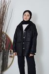 Cepli Kürklü Süet Kaban-Siyah