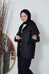 Cepli Kürklü Süet Kaban-Siyah