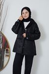 Cepli Kürklü Süet Kaban-Siyah
