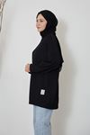 Saç Örgü Manşetli Tunik-Siyah