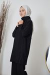 Degaje Yaka Pantolonlu Takım-Siyah