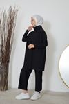 Degaje Yaka Pantolonlu Takım-Siyah