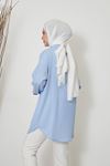 Kol Lastik Yırtmaç Detaylı Tunik-Bebe Mavisi