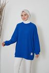 Saç Örgü Manşetli Tunik-Saks