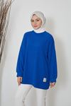 Saç Örgü Manşetli Tunik-Saks
