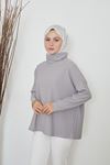 Degaje Yaka Kısa Tunik-Gri