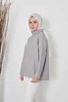Degaje Yaka Kısa Tunik-Gri
