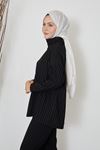 Degaje Yaka Kısa Tunik-Siyah