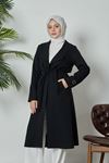 Şal Yaka Dabıl Trençkot-Siyah